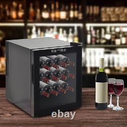 16 Bottle Wine Cooler Glass Door LED Drinks Fridge Tabletop Compact Refrigerator
