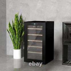 24 Bottles Wine Fridge with Glass Door Digital Touch Screen Control LED Light