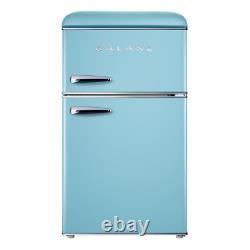 3.1 Cu. Ft. Retro Mini Fridge With Dual Door True Freezer In Blue