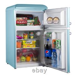 3.1 Cu. Ft. Retro Mini Fridge With Dual Door True Freezer In Blue