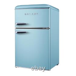 3.1 Cu. Ft. Retro Mini Fridge With Dual Door True Freezer In Blue