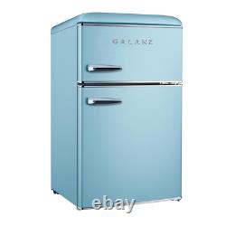 3.1 Cu. Ft. Retro Mini Fridge With Dual Door True Freezer In Blue