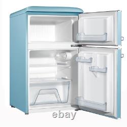 3.1 Cu. Ft. Retro Mini Fridge With Dual Door True Freezer In Blue