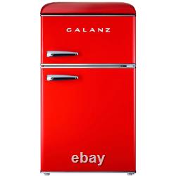 3.1 Cu. Ft. Retro Mini Fridge With Dual Door True Freezer In Red