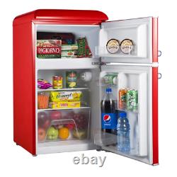 3.1 Cu. Ft. Retro Mini Fridge With Dual Door True Freezer In Red