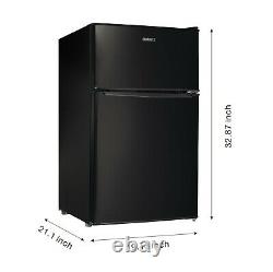 3.1 Cu ft Two Door Mini Fridge with Freezer Estar, Black