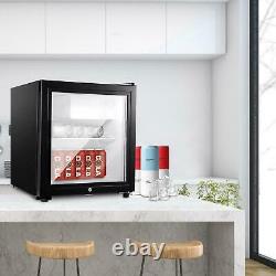 43L Desktop Mini Fridge Drinks Chiller Glass Door Black Refrigerator Cooler SHOP