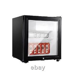 43L Desktop Mini Fridge Drinks Chiller Glass Door Black Refrigerator Cooler SHOP