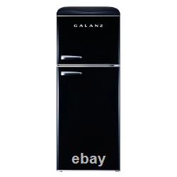 4.6 Cu. Ft. Retro Mini Fridge With Dual Door True Freezer In Black