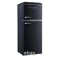 4.6 Cu. Ft. Retro Mini Fridge With Dual Door True Freezer In Black