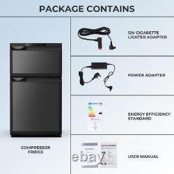 80L Compressor Fridge Freezer Black Dual Door Motorhome UK Low Power BT GEARZAAR