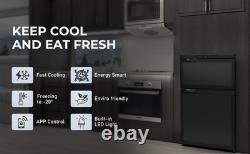 80L Compressor Fridge Freezer Black Dual Door Motorhome UK Low Power BT GEARZAAR