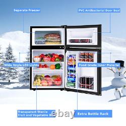 90L Compact Refrigerator Double Door Cooler Fridge Freestanding Freezer Home