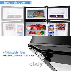 90L Compact Refrigerator Double Door Cooler Fridge Freestanding Freezer Home