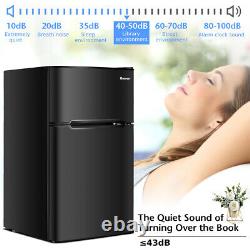 90L Compact Refrigerator Double Door Cooler Fridge Freestanding Freezer Home