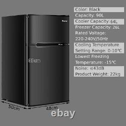 90L Compact Refrigerator Double Door Cooler Fridge Freestanding Freezer Home