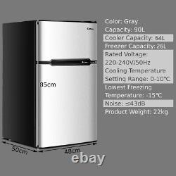 90L Compact Refrigerator Double Door Cooler Fridge Freestanding Freezer Home