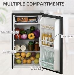 91L Under Counter Fridge Freezer Black Reversible Door 47.5cm Wide compact new