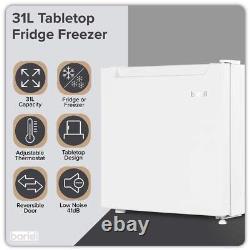 Baridi Mini Tabletop Fridge/Freezer, 31L, 4 Star Rating, Reversible Door White