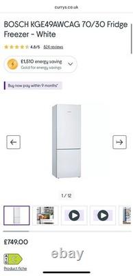 Bosch KGE49AWCAG 60/40 Fridge Freezer Freestanding 302/117l White