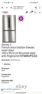Bosch Series 4 French Door Fridge-Freezer, 5 Year Warranty, KFN96VPEAG