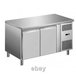 Commercial Double 2 Door Refrigerated Steel Counter Fridge With Steel Work Top