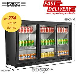 Commercial Sliding Triple Door Bottle Cooler Drinks Chiller Wine Beer Fridge