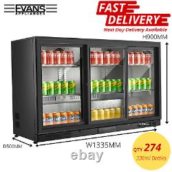 Commercial Sliding Triple Door Bottle Cooler Drinks Chiller Wine Beer Fridge