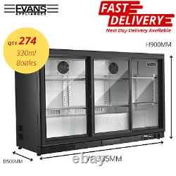 Commercial Sliding Triple Door Bottle Cooler Drinks Chiller Wine Beer Fridge