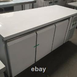 Commercial Triple 3 Door Refrigerated Steel Counter Freezer With Steel Work Top