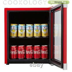 Cookology MBC46RD Glass Door Beverage & Wine Cooler, Mini Drinks Fridge in Red