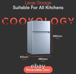 Cookology Silver Fridge Freezer 48cm Freestanding Undercounter 2 Door