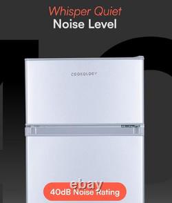 Cookology Silver Fridge Freezer 48cm Freestanding Undercounter 2 Door