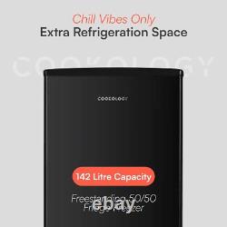DENT Cookology 50/50 Fridge Freezer 142L Freestanding 48cm Black CFF1425050BK-A1
