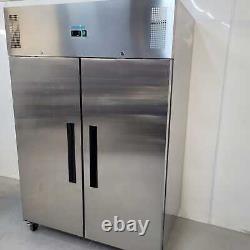 Double Stainless Steel Door Upright Freezer Commercial Kitchen 1200 Litre Pol