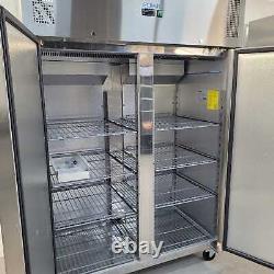 Double Stainless Steel Door Upright Freezer Commercial Kitchen 1200 Litre Pol