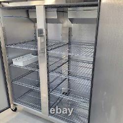 Double Stainless Steel Door Upright Freezer Commercial Kitchen 1200 Litre Pol