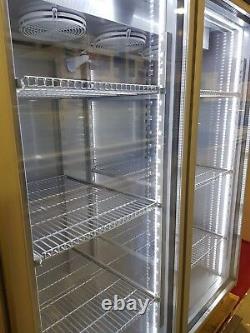 Double door upright display freezer/led lights/full stainless f1400 top quality