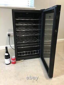 EuropAce EWC311 Wine Cooler, Drinks Fridge, Under Counter, Glass Door, Black