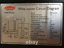 EuropAce EWC311 Wine Cooler, Drinks Fridge, Under Counter, Glass Door, Black