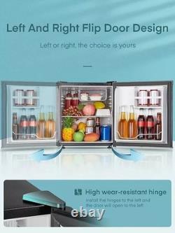 FOHERE 46L Tabletop Mini Fridge with Freezer, Reversible Door, 7 Adjustable Temp