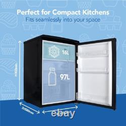 Freestanding Under Counter Fridge, 113 Litre, 55 cm Wide, Black, Igenix IG155B
