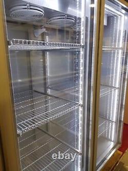 Freezer F1400 Double Door Upright Display LED Lights/full stainless