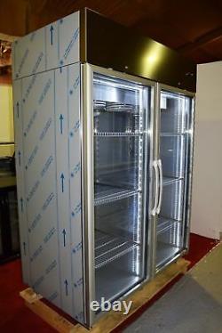Freezer F1400 Double Door Upright Display LED Stainless Shop Restaurant