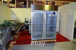 Freezer F1400 Double Door Upright Display LED Stainless Shop Restaurant