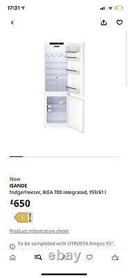 Fridge freezer ikea 700 Integrated 193/61 L