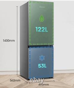 Fridgemaster Silver Freestanding Bottom Freezer Fridge Freezer 1430mm 2 Door