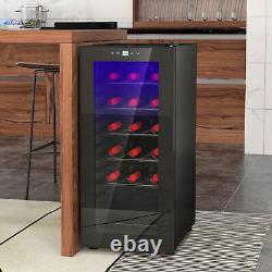 HOMCOM 50L Undercounter Wine Cooler Fridge with LED Light Glass Door 18 Bottles