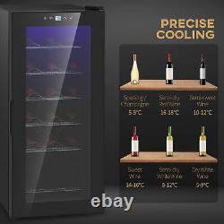 HOMCOM 50L Undercounter Wine Cooler Fridge with LED Light Glass Door 18 Bottles