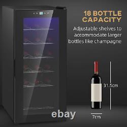 HOMCOM 50L Undercounter Wine Cooler Fridge with LED Light Glass Door 18 Bottles